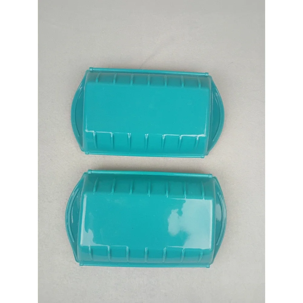 Kitchen HQ Microwave Steamer Set of 2 Teal Blue Winged Lid Steaming Trays